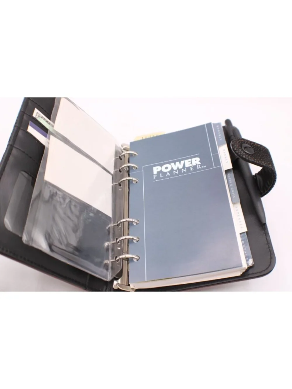 Power Planner Two-Tone Agenda Organizer Calculator Card Slots Notepad Pen ID Vtg